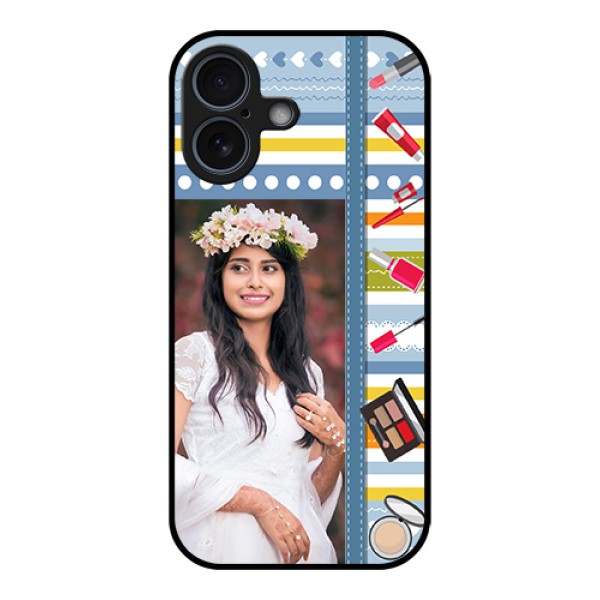 Apple iPhone 17 Custom Glass Phone Case - Makeup Icons Design