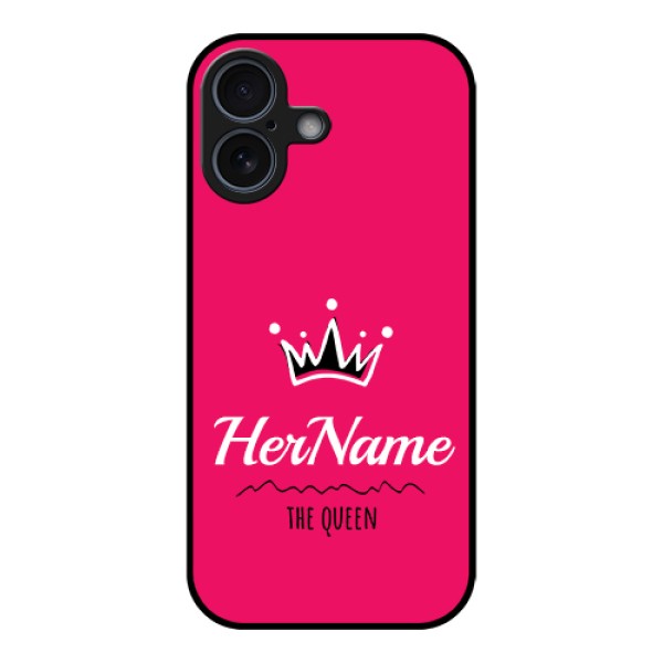 Apple iPhone 17 Custom Glass Phone Case - Queen With Name Design Apple iPhone 17 Custom Glass Phone Case - Queen With Name Design