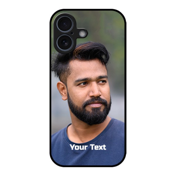 Apple iPhone 17 Custom Glass Phone Case - Photo With Text Design