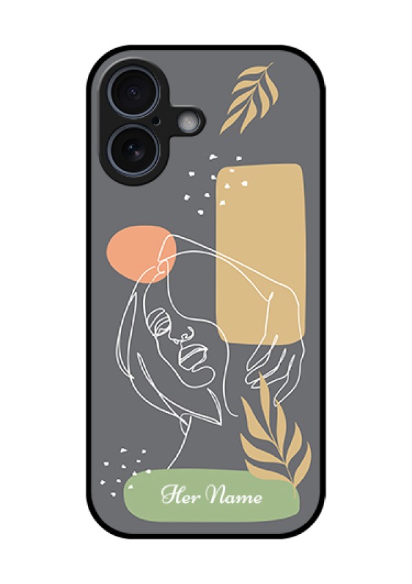 Apple iPhone 17 Custom Glass Phone Case - Gazing Woman Line Art Design