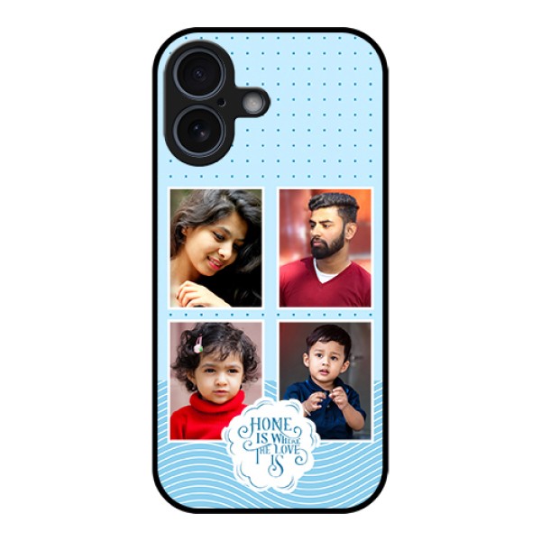 Apple iPhone 17 Custom Glass Phone Case - Cute Love Quote With 4 Pic Upload Design Apple iPhone 17 Custom Glass Phone Case - Cute Love Quote With 4 Pic Upload Design