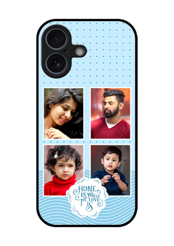 Apple iPhone 17 Custom Glass Phone Case - Cute Love Quote With 4 Pic Upload Design