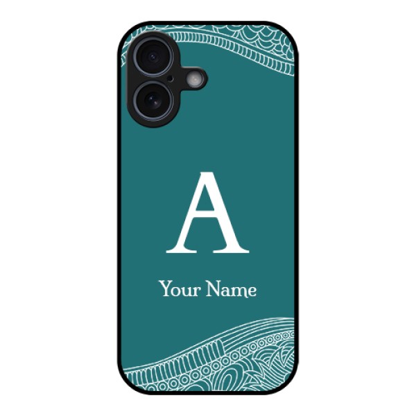 Apple iPhone 17 Custom Glass Phone Case - Line Art Pattern With Custom Name Design Apple iPhone 17 Custom Glass Phone Case - Line Art Pattern With Custom Name Design