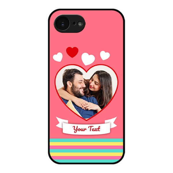 Apple iPhone 17e Custom Glass Phone Case - Love Shapes Doodle Design Apple iPhone 17e Custom Glass Phone Case - Love Shapes Doodle Design