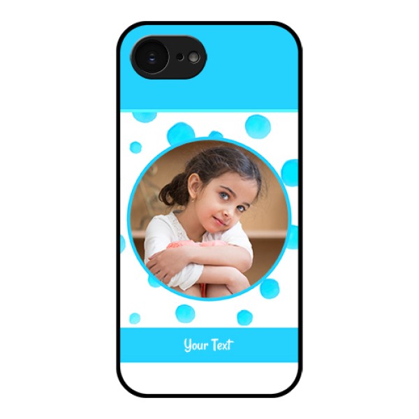 Apple iPhone 17e Custom Glass Phone Case - Blue Bubbles Pattern Design Apple iPhone 17e Custom Glass Phone Case - Blue Bubbles Pattern Design