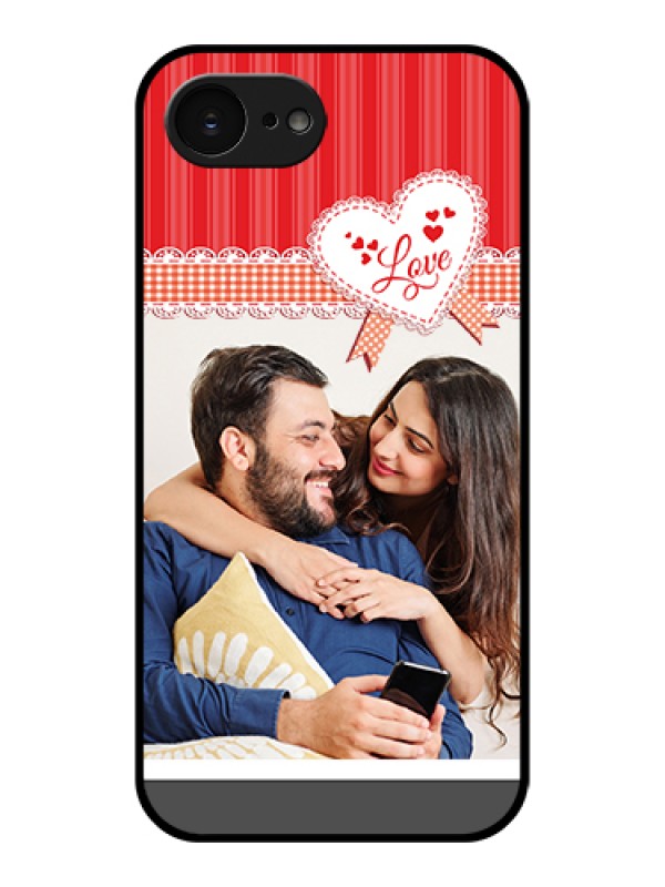Custom Apple iPhone 17e Custom Glass Phone Case - Red Love Pattern Design