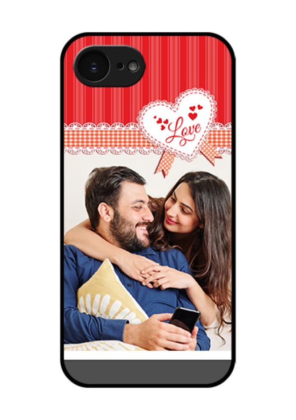 Apple iPhone 17e Custom Glass Phone Case - Red Love Pattern Design