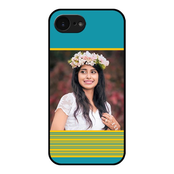 Apple iPhone 17e Custom Glass Phone Case - Yellow & Blue Design Apple iPhone 17e Custom Glass Phone Case - Yellow & Blue Design