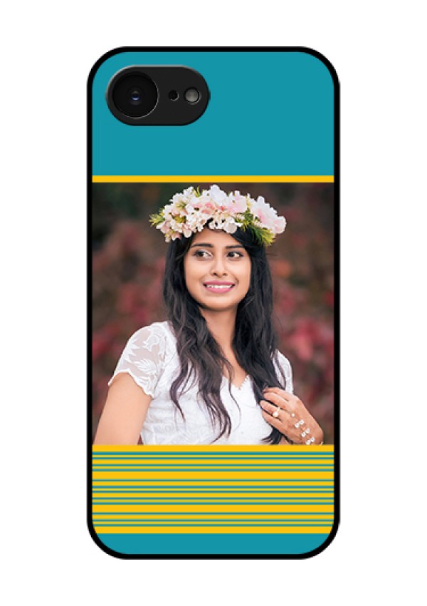 Apple iPhone 17e Custom Glass Phone Case - Yellow & Blue Design