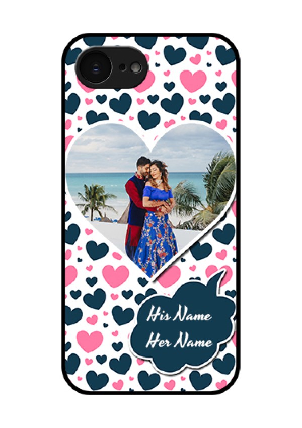 Apple iPhone 17e Custom Glass Phone Case - Pink & Blue Heart Design