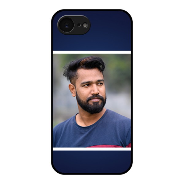 Apple iPhone 17e Custom Glass Phone Case - Simple Royal Blue Design Apple iPhone 17e Custom Glass Phone Case - Simple Royal Blue Design