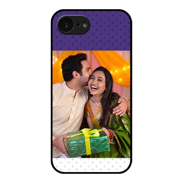 Apple iPhone 17e Custom Glass Phone Case - Violet Colored Pattern Design Apple iPhone 17e Custom Glass Phone Case - Violet Colored Pattern Design