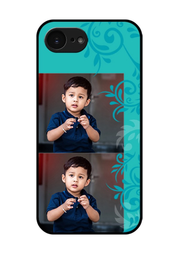 Apple iPhone 17e Custom Glass Phone Case - With Photo And Green Floral Design