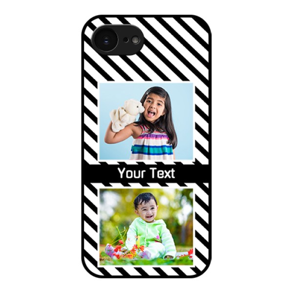 Apple iPhone 17e Custom Glass Phone Case - Black And White Stripes Design Apple iPhone 17e Custom Glass Phone Case - Black And White Stripes Design