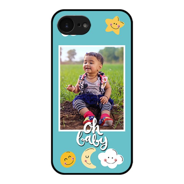 Apple iPhone 17e Custom Glass Phone Case - Smiley Kids Stars Design Apple iPhone 17e Custom Glass Phone Case - Smiley Kids Stars Design