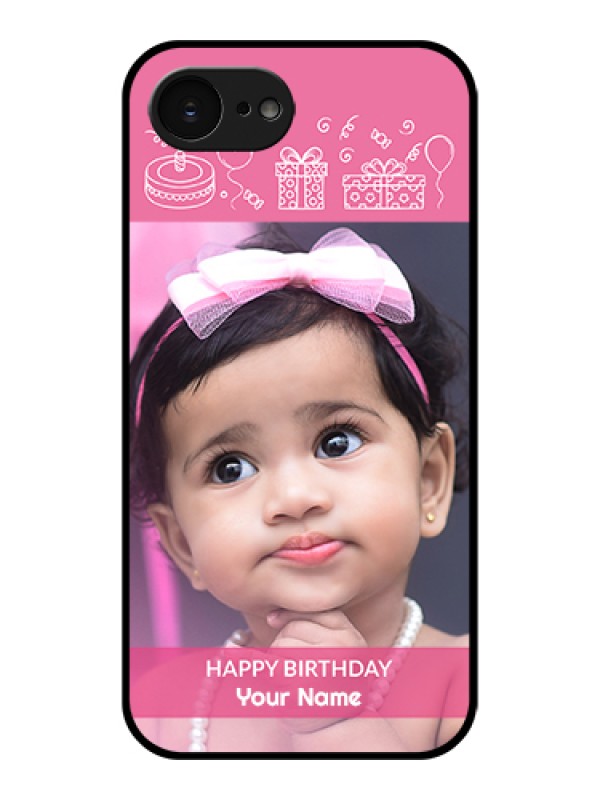 Custom Apple iPhone 17e Custom Glass Phone Case - With Birthday Line Art Design