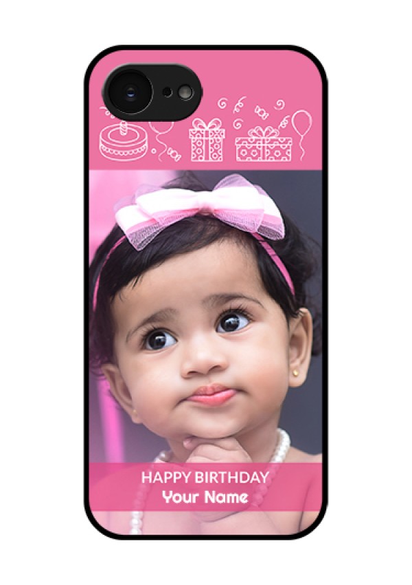 Apple iPhone 17e Custom Glass Phone Case - With Birthday Line Art Design