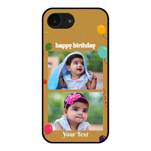 Apple iPhone 17e Custom Glass Phone Case - Image Holder With Birthday Celebrations Design Apple iPhone 17e Custom Glass Phone Case - Image Holder With Birthday Celebrations Design