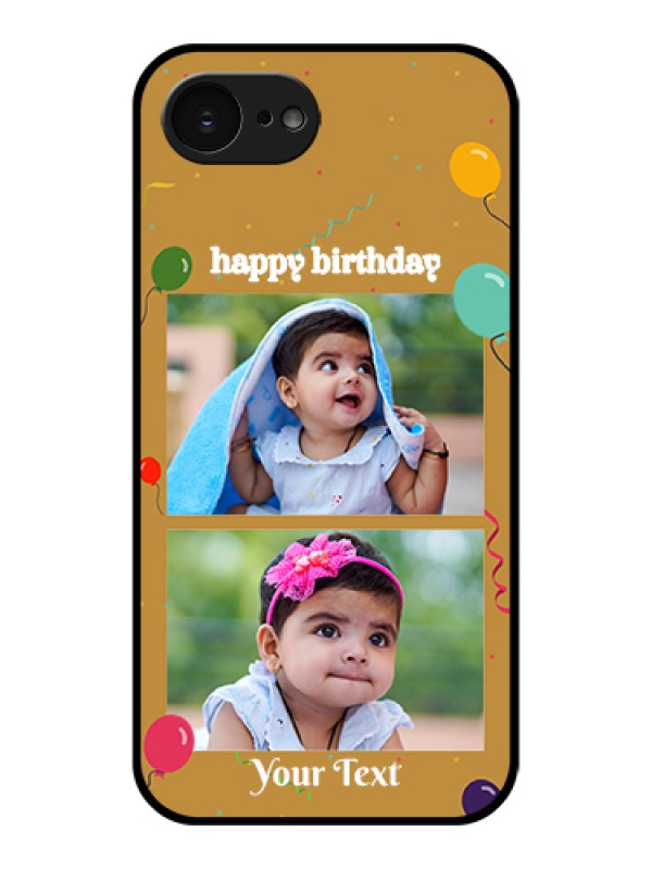 Custom Apple iPhone 17e Custom Glass Phone Case - Image Holder With Birthday Celebrations Design