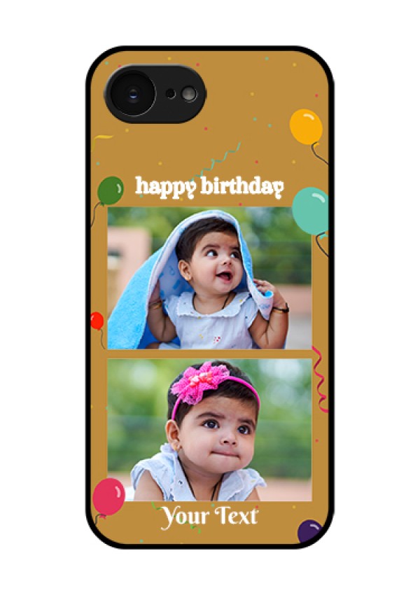 Apple iPhone 17e Custom Glass Phone Case - Image Holder With Birthday Celebrations Design