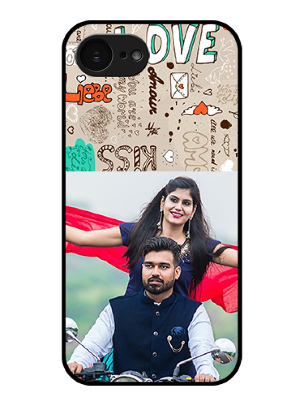 Custom Apple iPhone 17e Custom Glass Phone Case - Love Doodle Pattern
