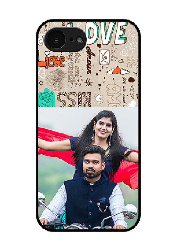Apple iPhone 17e Custom Glass Phone Case - Love Doodle Pattern