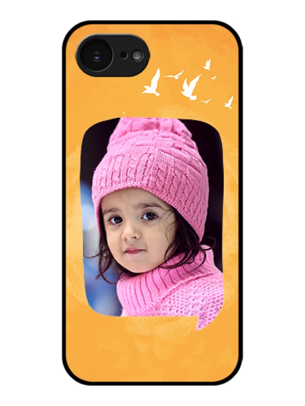 Custom Apple iPhone 17e Custom Glass Phone Case - Water Color Design With Bird Icons