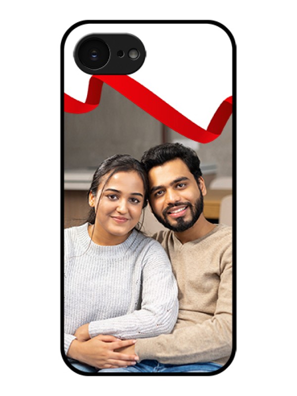 Custom Apple iPhone 17e Custom Glass Phone Case - Red Ribbon Frame Design