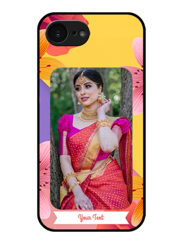 Custom Apple iPhone 17e Custom Glass Phone Case - 3 Image With Vintage Floral Design