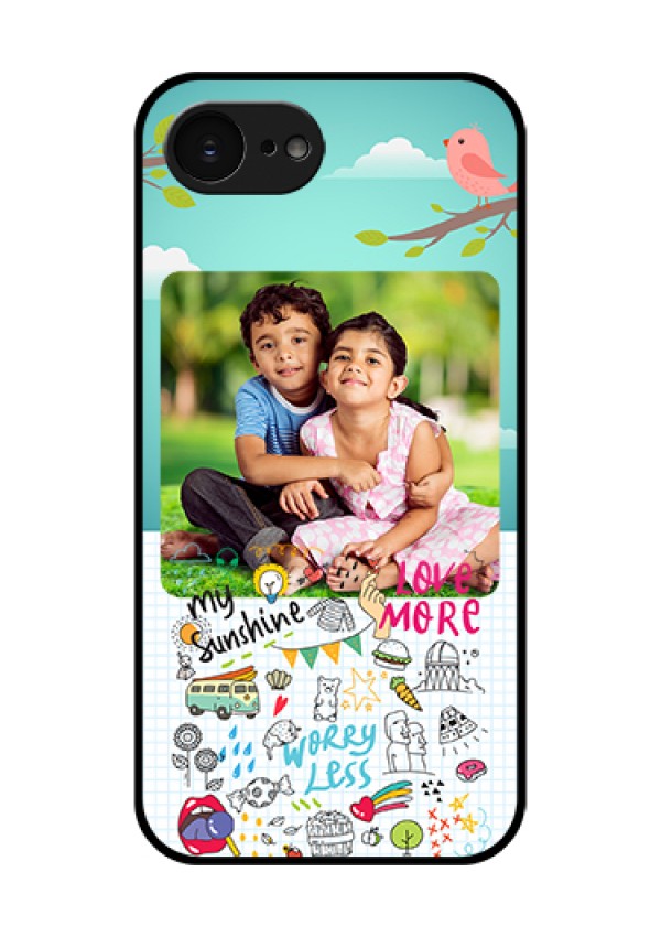 Apple iPhone 17e Custom Glass Phone Case - Doodle Love Design