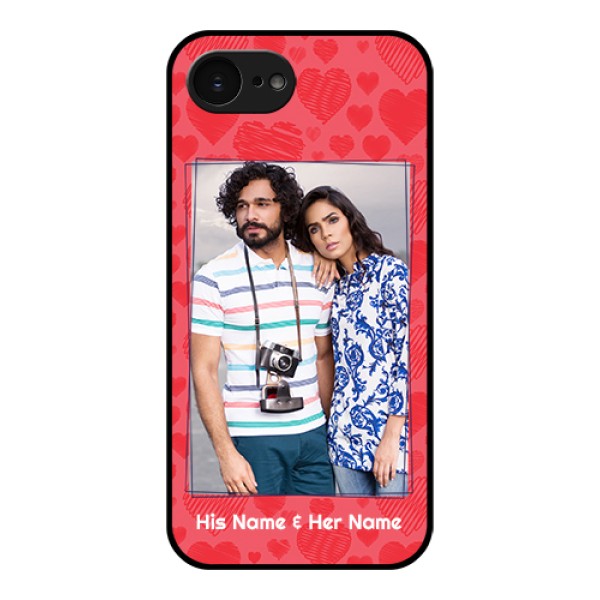 Apple iPhone 17e Custom Glass Phone Case - With Red Heart Symbols Design Apple iPhone 17e Custom Glass Phone Case - With Red Heart Symbols Design