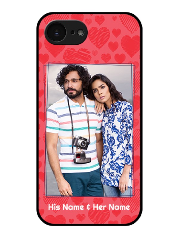 Custom Apple iPhone 17e Custom Glass Phone Case - With Red Heart Symbols Design