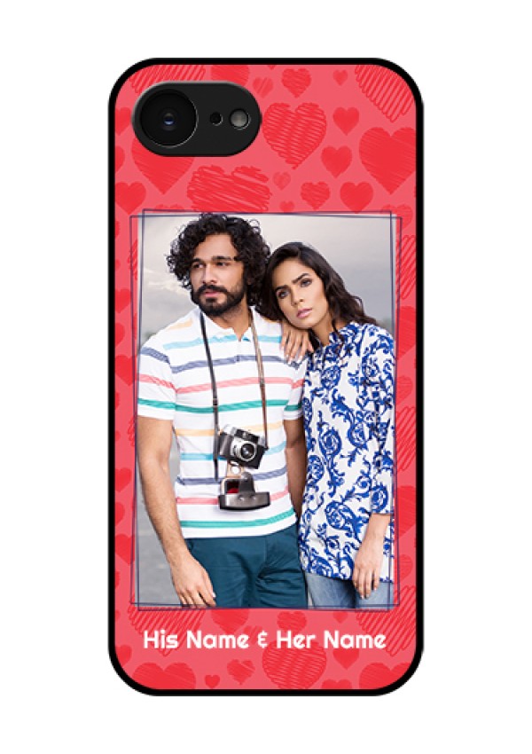 Apple iPhone 17e Custom Glass Phone Case - With Red Heart Symbols Design