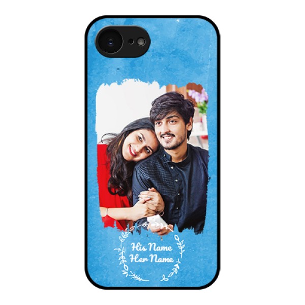 Apple iPhone 17e Custom Glass Phone Case - Blue Color Vintage Design Apple iPhone 17e Custom Glass Phone Case - Blue Color Vintage Design