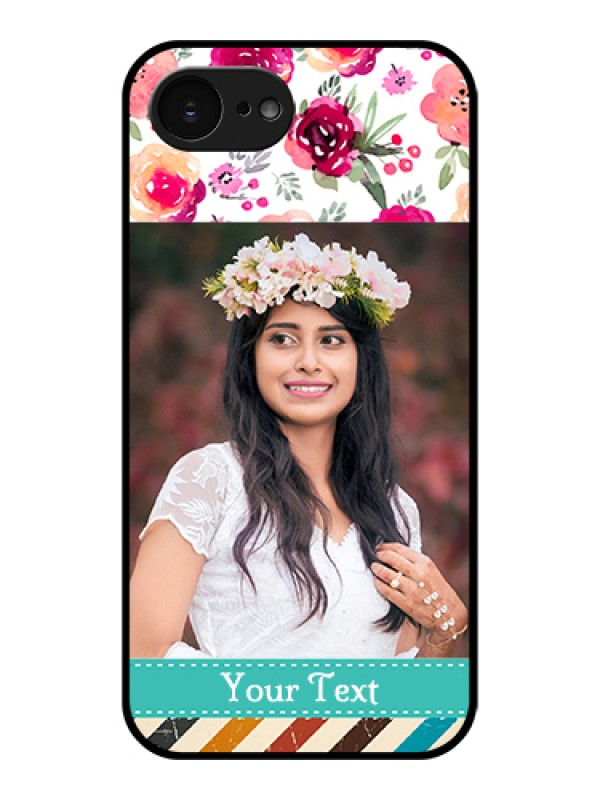 Custom Apple iPhone 17e Custom Glass Phone Case - Water Colors Floral Design