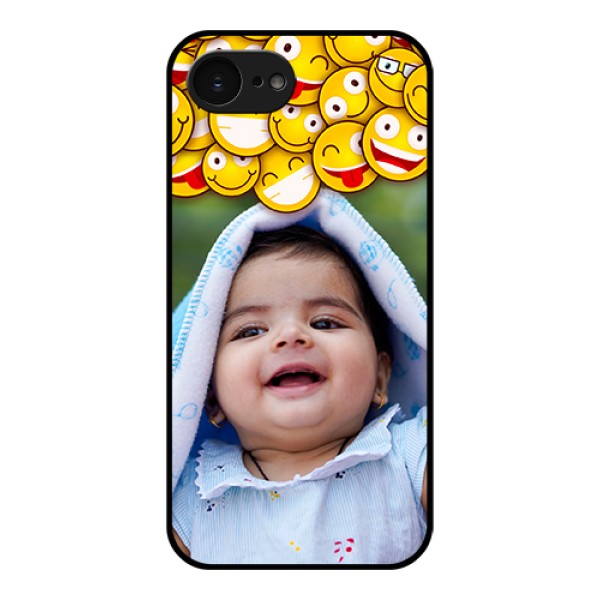 Apple iPhone 17e Custom Glass Phone Case - With Smiley Emoji Design Apple iPhone 17e Custom Glass Phone Case - With Smiley Emoji Design