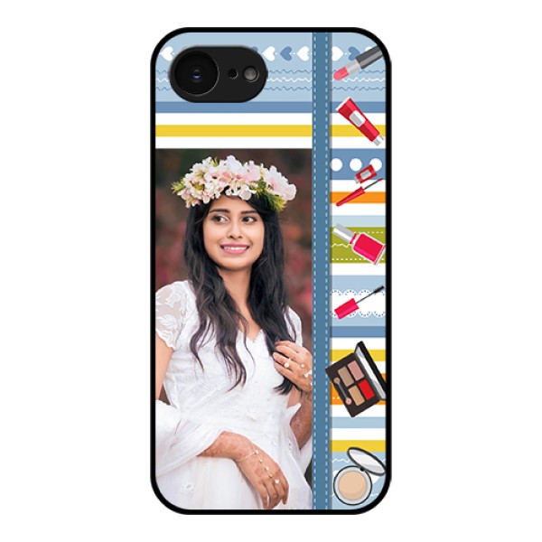 Apple iPhone 17e Custom Glass Phone Case - Makeup Icons Design