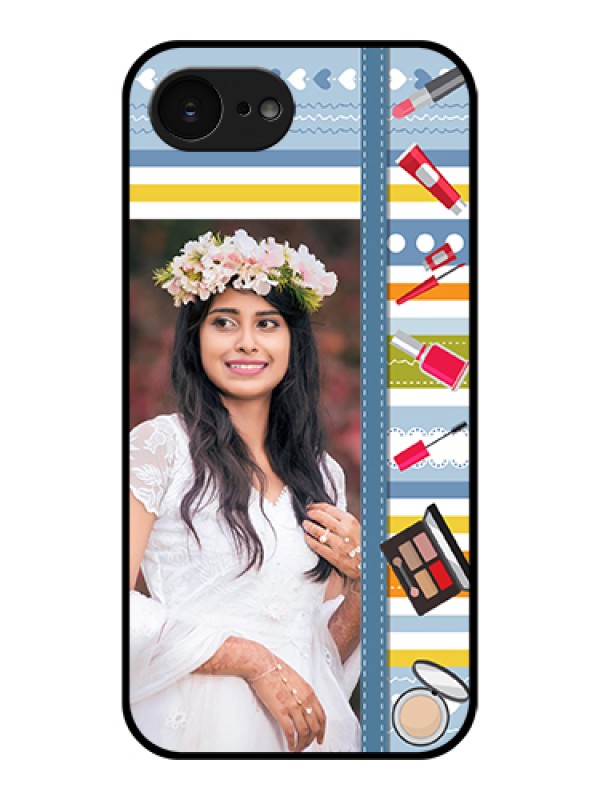 Custom Apple iPhone 17e Custom Glass Phone Case - Makeup Icons Design