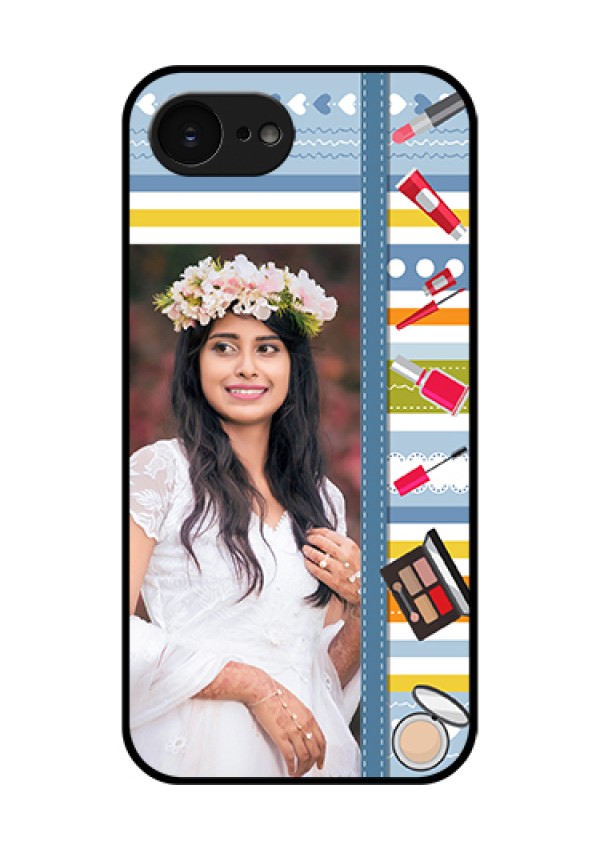 Apple iPhone 17e Custom Glass Phone Case - Makeup Icons Design