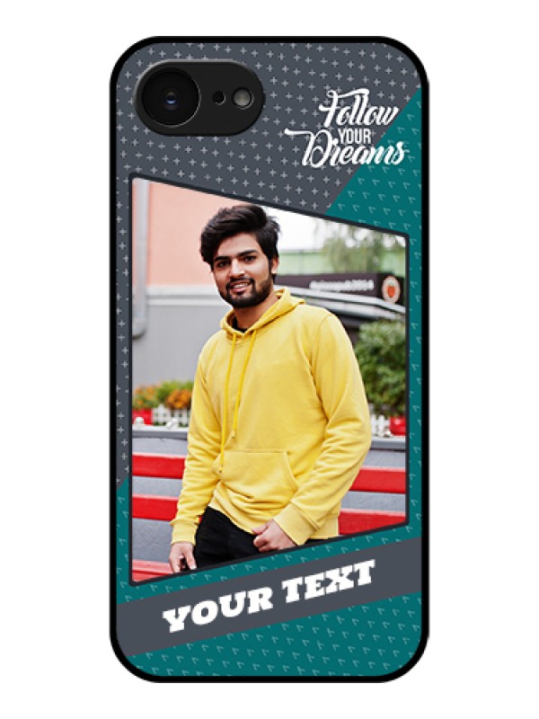Custom Apple iPhone 17e Custom Glass Phone Case - Background Pattern Design With Quote