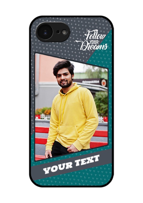 Apple iPhone 17e Custom Glass Phone Case - Background Pattern Design With Quote