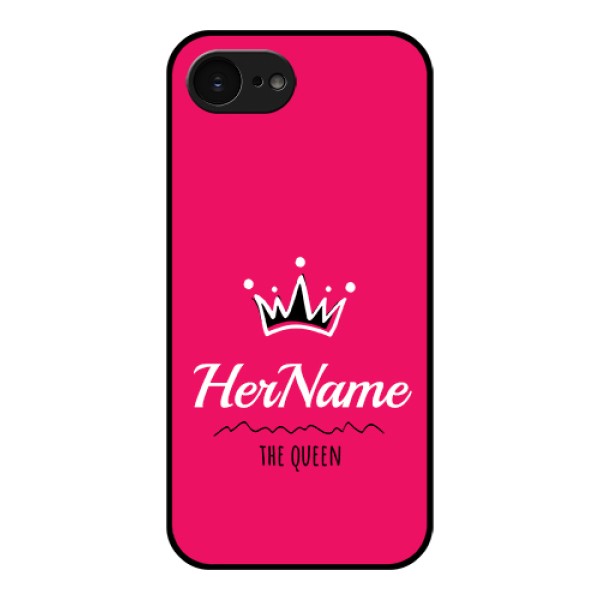 Apple iPhone 17e Custom Glass Phone Case - Queen With Name Design Apple iPhone 17e Custom Glass Phone Case - Queen With Name Design