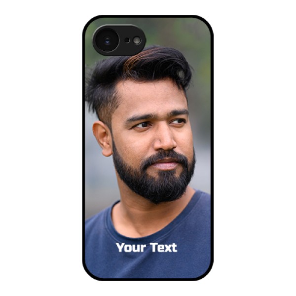 Apple iPhone 17e Custom Glass Phone Case - Photo With Text Design