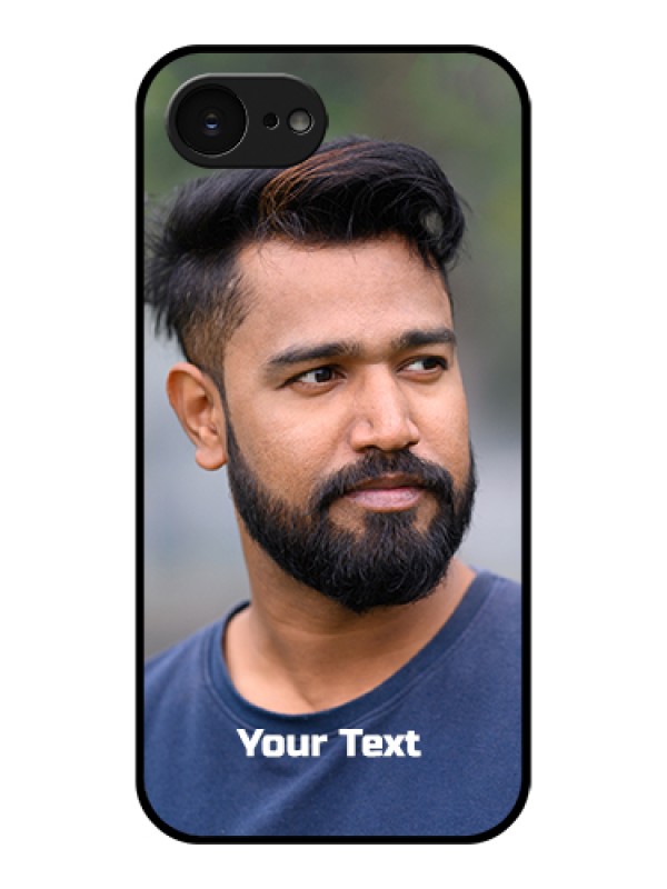 Custom Apple iPhone 17e Custom Glass Phone Case - Photo With Text Design