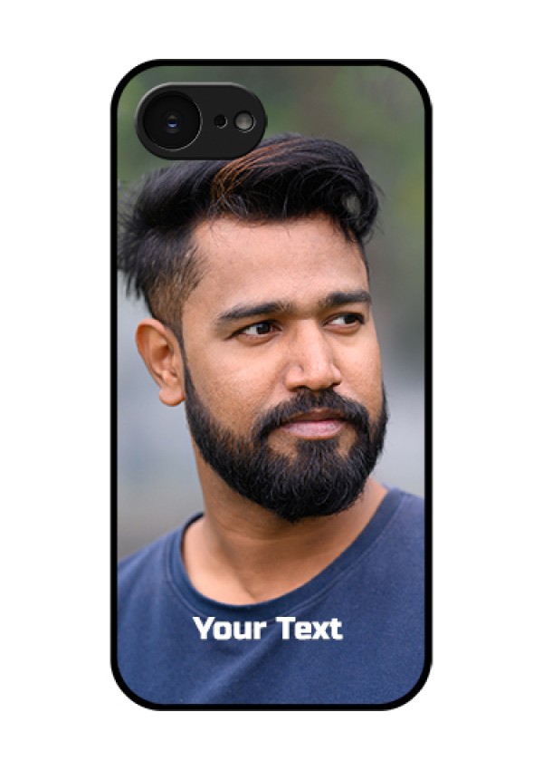 Apple iPhone 17e Custom Glass Phone Case - Photo With Text Design