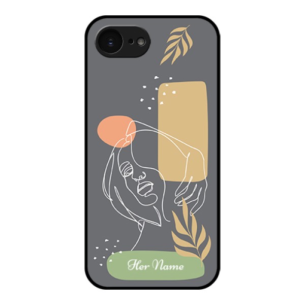 Apple iPhone 17e Custom Glass Phone Case - Gazing Woman Line Art Design Apple iPhone 17e Custom Glass Phone Case - Gazing Woman Line Art Design