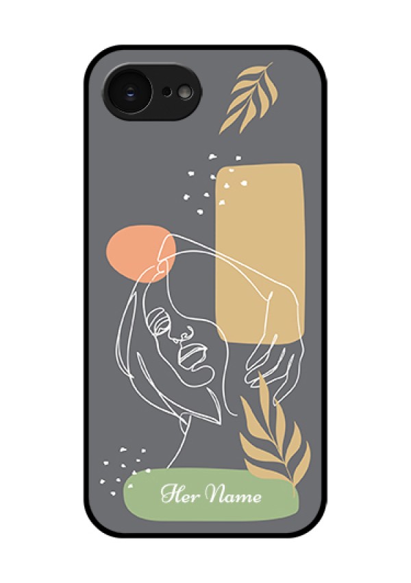 Apple iPhone 17e Custom Glass Phone Case - Gazing Woman Line Art Design