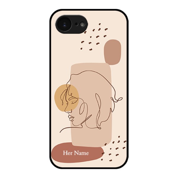 Apple iPhone 17e Custom Glass Phone Case - Calm Woman Line Art Design