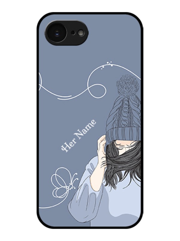 Custom Apple iPhone 17e Custom Glass Phone Case - Girl In Winter Outfit Design