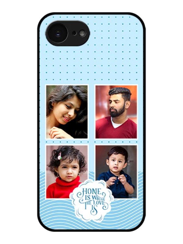 Custom Apple iPhone 17e Custom Glass Phone Case - Cute Love Quote With 4 Pic Upload Design